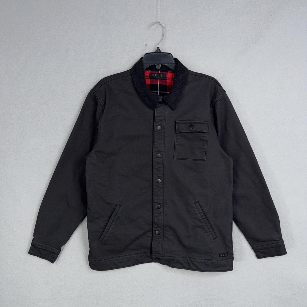 KR3W Jacket Mens XL Black Grey Chore Barn Bomber Coat Snap Front Utility Work
